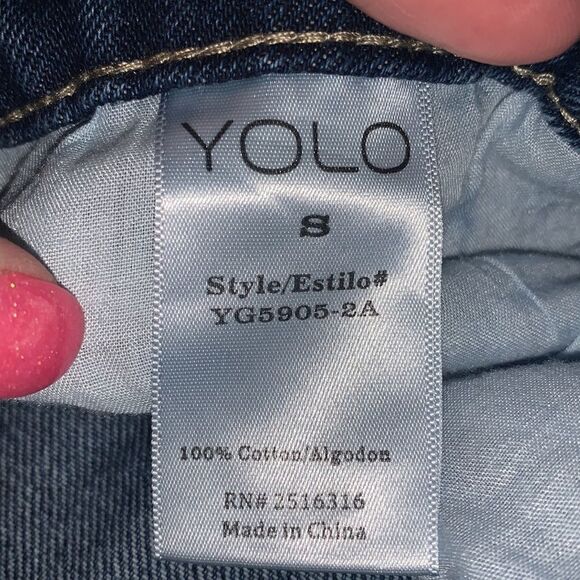 YOLO distressed blue Jean shorts Small - Picture 4 of 6